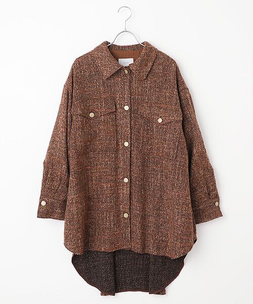 TAKASHIMAYA OUTLET/タカシマヤ アウトレット 『アウトレット対象商品』ツイードシャツアウター ブラウンミックス 38 TAKASHIMAYA OUTLET/タカシマヤ アウトレット 『アウトレット対象商品』ツイードシャツアウター ブラウンミックス 38