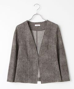 セール】 【OUTLET】ツイードノーカラージャケット （ノーカラー