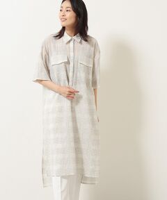 TAKASHIMAYA OUTLET / タカシマヤ アウトレット ミニ丈・ひざ丈ワンピース | 『アウトレット対象商品』シアーチェックシャツワンピース