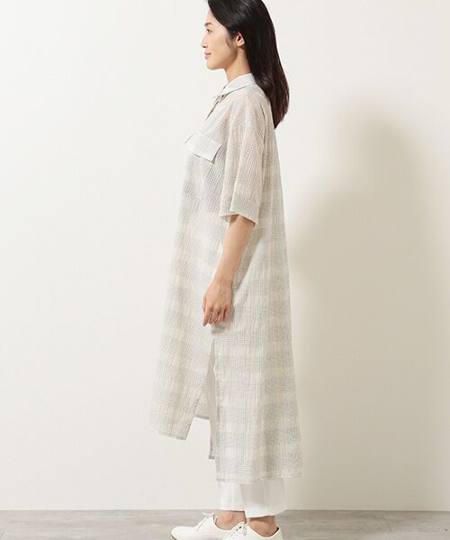 TAKASHIMAYA OUTLET / タカシマヤ アウトレット ミニ丈・ひざ丈ワンピース | 『アウトレット対象商品』シアーチェックシャツワンピース | 詳細7