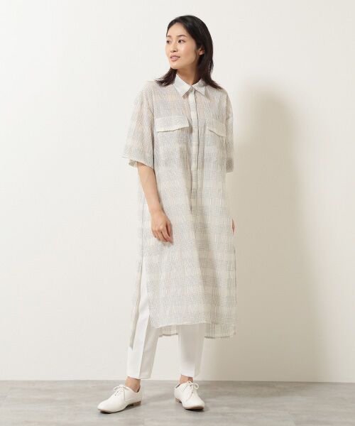 TAKASHIMAYA OUTLET / タカシマヤ アウトレット ミニ丈・ひざ丈ワンピース | 『アウトレット対象商品』シアーチェックシャツワンピース | 詳細9