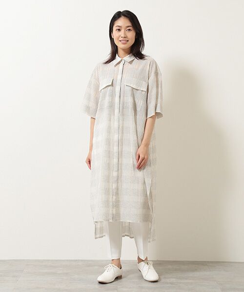 TAKASHIMAYA OUTLET / タカシマヤ アウトレット ミニ丈・ひざ丈ワンピース | 『アウトレット対象商品』シアーチェックシャツワンピース | 詳細10