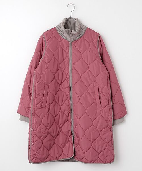 ブラックフライデー期間限定『アウトレット対象商品』襟リブ中わたキルトコート