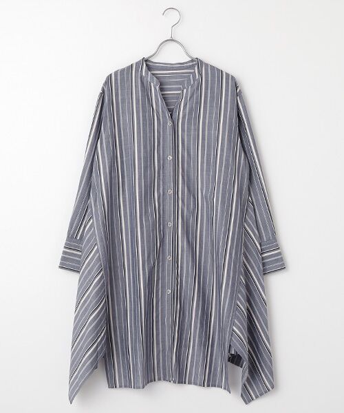 TAKASHIMAYA OUTLET / タカシマヤ アウトレット ロング・マキシ丈ワンピース | ストライプ柄ロングシャツ(LS)（NAVY）