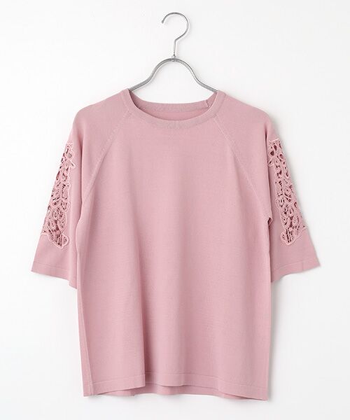 TAKASHIMAYA OUTLET / タカシマヤ アウトレット カットソー | 袖レース使いプルオーバー(LS)（PINK）