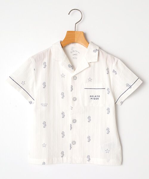 TAKASHIMAYA OUTLET / タカシマヤ アウトレット シャツ・ブラウス | ジェラートピケ　キッズタツノオトシゴガラシャツ（IVORY）