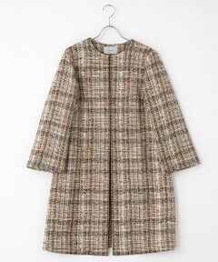 TAKASHIMAYA OUTLET / タカシマヤ アウトレット ステンカラーコート | ファンシーツイードミドルコート