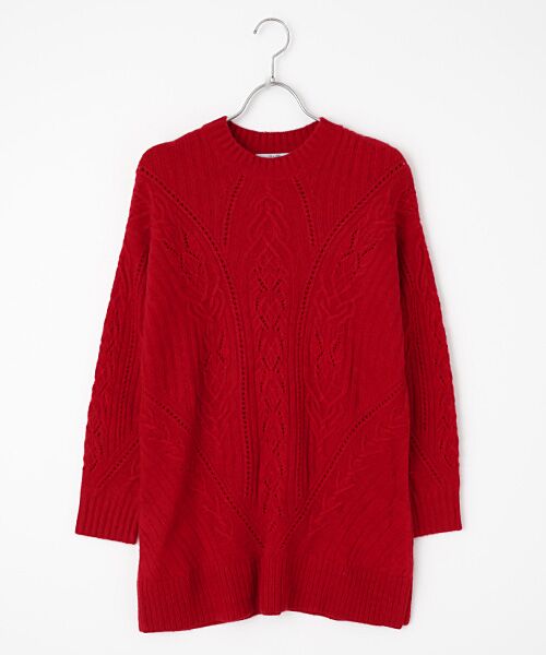 TAKASHIMAYA OUTLET / タカシマヤ アウトレット ニット・セーター | シーズンスタイルラボ　ケーブル編みチュニック（レッド）