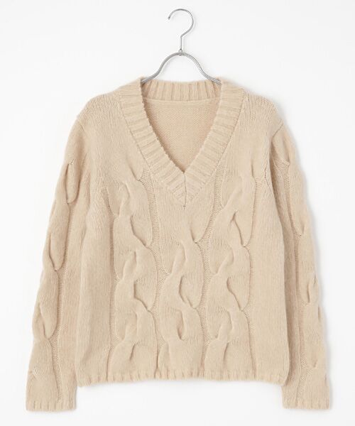 TAKASHIMAYA OUTLET / タカシマヤ アウトレット ニット・セーター | シーズンスタイルラボ　ケーブルＶネックセーター（ライトベージュ）