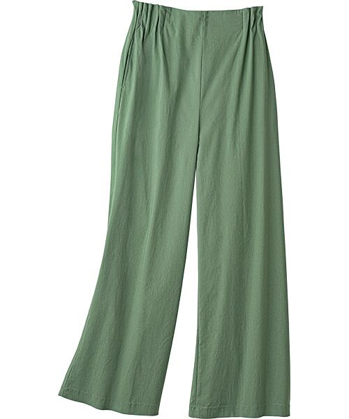 TAKASHIMAYA Style Plus / タカシマヤ スタイル・プリュ スラックス・ドレスパンツ | デザインワイドパンツ<股下68cm>（グリーン）