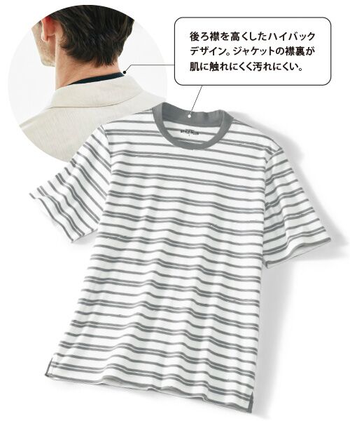 TAKASHIMAYA Style Plus / タカシマヤ スタイル・プリュ Tシャツ | TioTio加工 超長綿ボーダーハイバックTシャツ | 詳細1