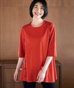 シルケット加工袖レース使いチュニック （カットソー