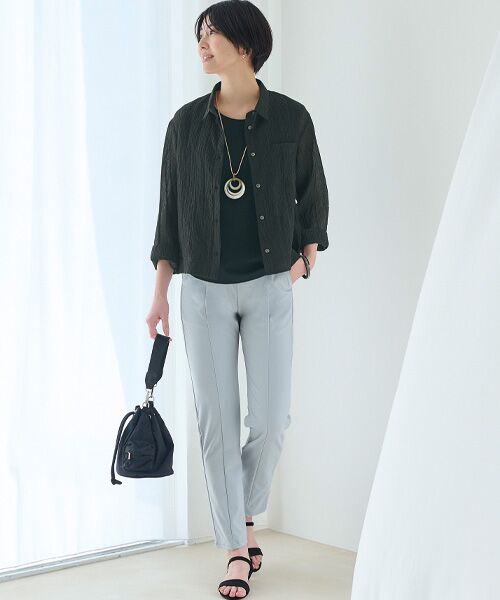 TAKASHIMAYA Style Plus / タカシマヤ スタイル・プリュ スラックス・ドレスパンツ | センターシーム涼感ハイテンションパンツ<股下64cm> | 詳細4