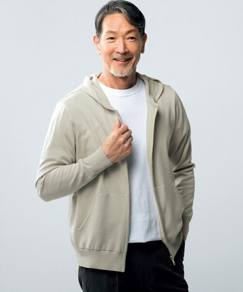 TAKASHIMAYA Style Plus/タカシマヤ スタイル・プリュ 和紙混フード付ブルゾン シルバーグレー M TAKASHIMAYA Style Plus/タカシマヤ スタイル・プリュ 和紙混フード付ブルゾン シルバーグレー M