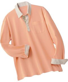 TAKASHIMAYA Style Plus / タカシマヤ スタイル・プリュ ポロシャツ | 襟布帛 長袖ボタンダウンポロシャツ