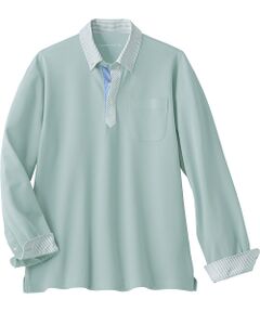 TAKASHIMAYA Style Plus / タカシマヤ スタイル・プリュ ポロシャツ | 襟布帛 長袖ボタンダウンポロシャツ