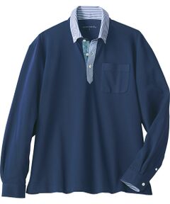 TAKASHIMAYA Style Plus / タカシマヤ スタイル・プリュ ポロシャツ | 襟布帛 長袖ボタンダウンポロシャツ