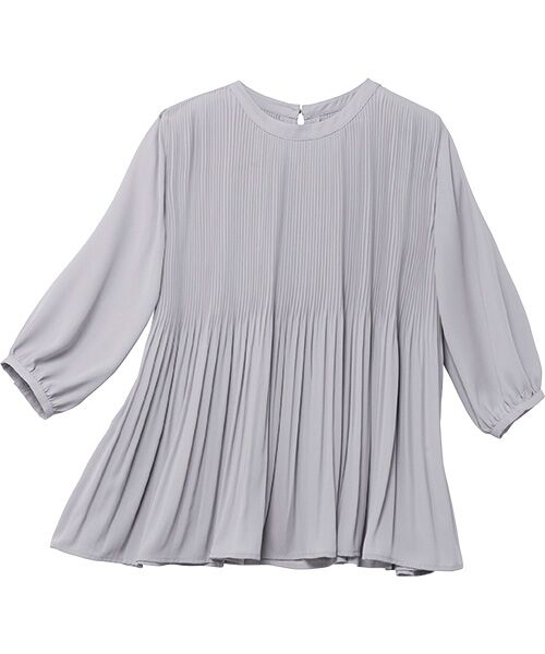 TAKASHIMAYA Style Plus / タカシマヤ スタイル・プリュ シャツ・ブラウス | プリーツチュニックブラウス(グレー)
