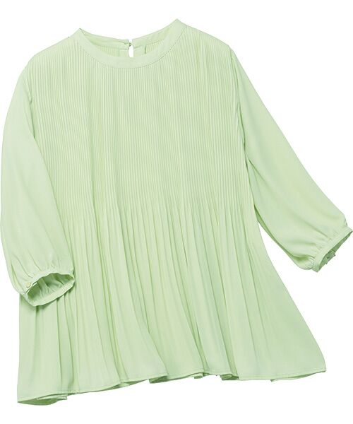TAKASHIMAYA Style Plus / タカシマヤ スタイル・プリュ シャツ・ブラウス | プリーツチュニックブラウス(ライム)