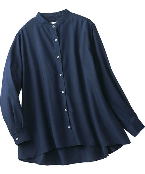 TAKASHIMAYA Style Plus/タカシマヤ スタイル・プリュ 長崎五島 富江工房 シルク入りゆったりブラウス ネイビー M・L相当 TAKASHIMAYA Style Plus/タカシマヤ スタイル・プリュ 長崎五島 富江工房 シルク入りゆったりブラウス ネイビー M・L相当