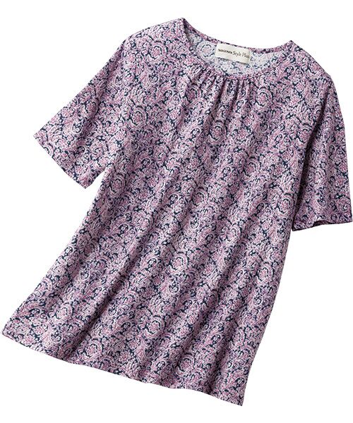TAKASHIMAYA Style Plus/タカシマヤ スタイル・プリュ エチケットガードプルオーバー ピンク(更紗柄) S TAKASHIMAYA Style Plus/タカシマヤ スタイル・プリュ エチケットガードプルオーバー ピンク(更紗柄) S