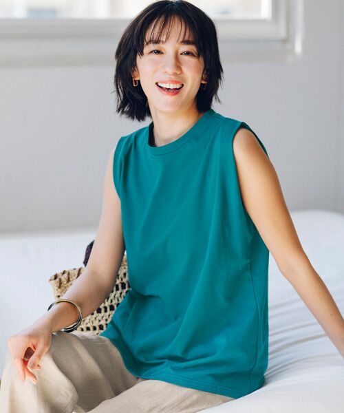 TAKASHIMAYA Style Plus/タカシマヤ スタイル・プリュ コンパクトヤーン デザインタンクトップ ピーコック 3L TAKASHIMAYA Style Plus/タカシマヤ スタイル・プリュ コンパクトヤーン デザインタンクトップ ピーコック 3L