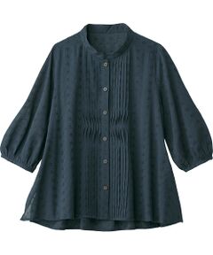綿シワ加工刺しゅう入りチュニック （シャツ・ブラウス