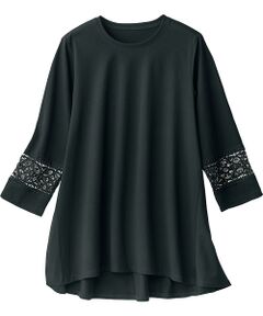 TAKASHIMAYA Style Plus / タカシマヤ スタイル・プリュ チュニック | 袖レース使いシルケット加工チュニック