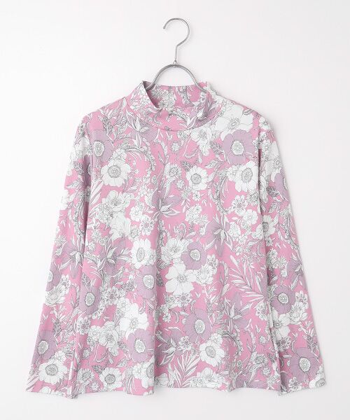 TAKASHIMAYA Style Plus/タカシマヤ スタイル・プリュ 超長綿ハイネックプルオーバー(プリント) ピンク(花柄) L TAKASHIMAYA Style Plus/タカシマヤ スタイル・プリュ 超長綿ハイネックプルオーバー(プリント) ピンク(花柄) L