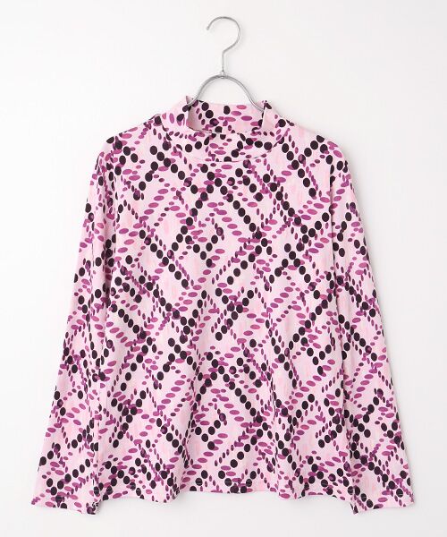 TAKASHIMAYA Style Plus/タカシマヤ スタイル・プリュ 超長綿ハイネックプルオーバー(プリント) パープル(ドット柄) LL TAKASHIMAYA Style Plus/タカシマヤ スタイル・プリュ 超長綿ハイネックプルオーバー(プリント) パープル(ドット柄) LL