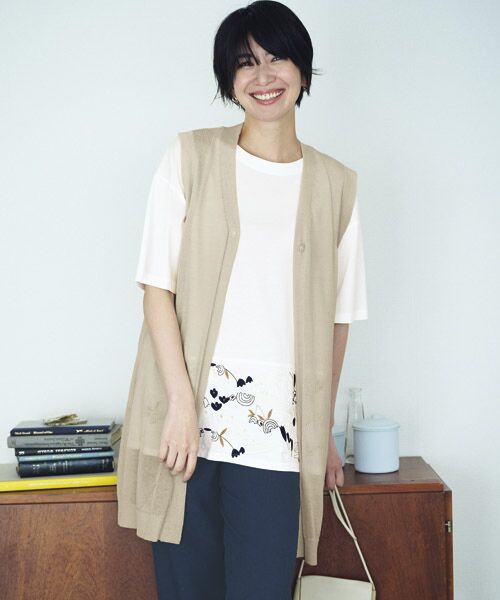 TAKASHIMAYA Style Plus/タカシマヤ スタイル・プリュ ロングジレ ベージュ L TAKASHIMAYA Style Plus/タカシマヤ スタイル・プリュ ロングジレ ベージュ L