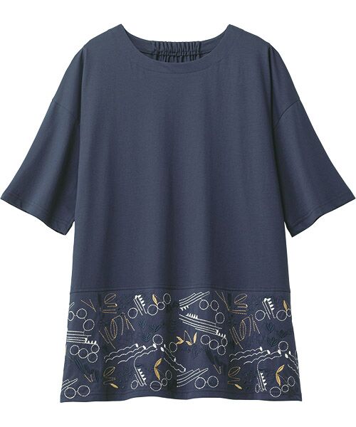 TAKASHIMAYA Style Plus/タカシマヤ スタイル・プリュ 刺しゅう入りチュニック ネイビー LL TAKASHIMAYA Style Plus/タカシマヤ スタイル・プリュ 刺しゅう入りチュニック ネイビー LL