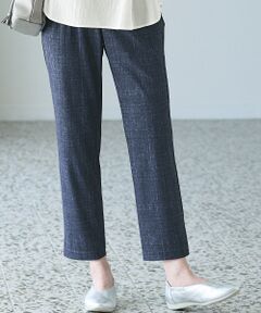 セール】 ストレッチタフタ タックストレートパンツ