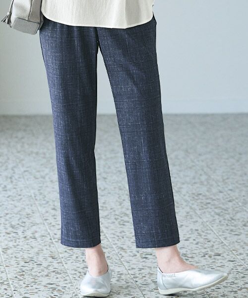 TAKASHIMAYA Style Plus/タカシマヤ スタイル・プリュ プリントストレッチパンツ<股下58cm> 紺 S TAKASHIMAYA Style Plus/タカシマヤ スタイル・プリュ プリントストレッチパンツ<股下58cm> 紺 S