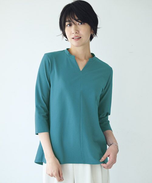 TAKASHIMAYA Style Plus/タカシマヤ スタイル・プリュ コンパクトヤーン スキッパープルオーバー ピーコック S TAKASHIMAYA Style Plus/タカシマヤ スタイル・プリュ コンパクトヤーン スキッパープルオーバー ピーコック S