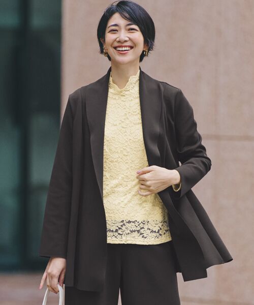 TAKASHIMAYA Style Plus/タカシマヤ スタイル・プリュ ドレープジャケット ダークブラウン M TAKASHIMAYA Style Plus/タカシマヤ スタイル・プリュ ドレープジャケット ダークブラウン M