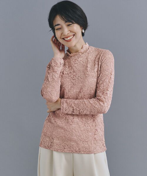 TAKASHIMAYA Style Plus/タカシマヤ スタイル・プリュ レースプルオーバー ピンク M TAKASHIMAYA Style Plus/タカシマヤ スタイル・プリュ レースプルオーバー ピンク M