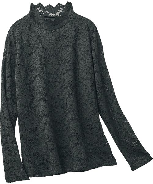 TAKASHIMAYA Style Plus/タカシマヤ スタイル・プリュ レースプルオーバー ブラック M TAKASHIMAYA Style Plus/タカシマヤ スタイル・プリュ レースプルオーバー ブラック M