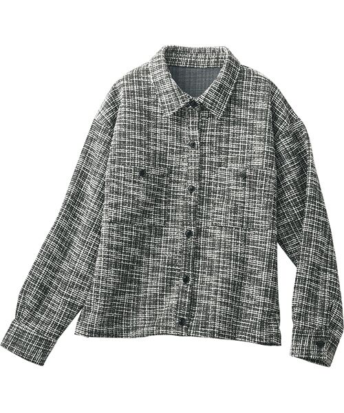 TAKASHIMAYA Style Plus/タカシマヤ スタイル・プリュ ツイードライク ライトジャケット グレー系 L TAKASHIMAYA Style Plus/タカシマヤ スタイル・プリュ ツイードライク ライトジャケット グレー系 L