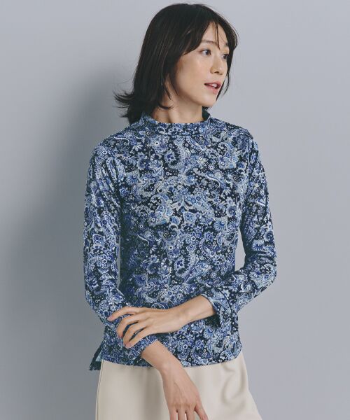 TAKASHIMAYA Style Plus/タカシマヤ スタイル・プリュ 京プリントプルオーバー 紺系(ペイズリー柄) M TAKASHIMAYA Style Plus/タカシマヤ スタイル・プリュ 京プリントプルオーバー 紺系(ペイズリー柄) M