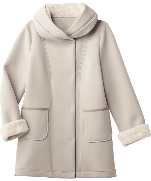 TAKASHIMAYA Style Plus/タカシマヤ スタイル・プリュ フェイクファー使いダンボールニットコート アイボリー LL TAKASHIMAYA Style Plus/タカシマヤ スタイル・プリュ フェイクファー使いダンボールニットコート アイボリー LL
