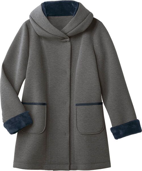 TAKASHIMAYA Style Plus/タカシマヤ スタイル・プリュ フェイクファー使いダンボールニットコート ダークグレー L TAKASHIMAYA Style Plus/タカシマヤ スタイル・プリュ フェイクファー使いダンボールニットコート ダークグレー L