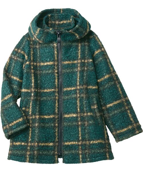 TAKASHIMAYA Style Plus/タカシマヤ スタイル・プリュ ループニット格子柄コート グリーン系 M TAKASHIMAYA Style Plus/タカシマヤ スタイル・プリュ ループニット格子柄コート グリーン系 M
