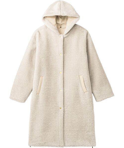 TAKASHIMAYA Style Plus/タカシマヤ スタイル・プリュ 中わたキルト使いボアコート アイボリー L TAKASHIMAYA Style Plus/タカシマヤ スタイル・プリュ 中わたキルト使いボアコート アイボリー L