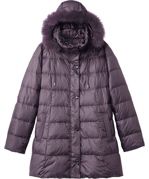 TAKASHIMAYA Style Plus/タカシマヤ スタイル・プリュ フォックスファー付ダウンコート パープル LL TAKASHIMAYA Style Plus/タカシマヤ スタイル・プリュ フォックスファー付ダウンコート パープル LL