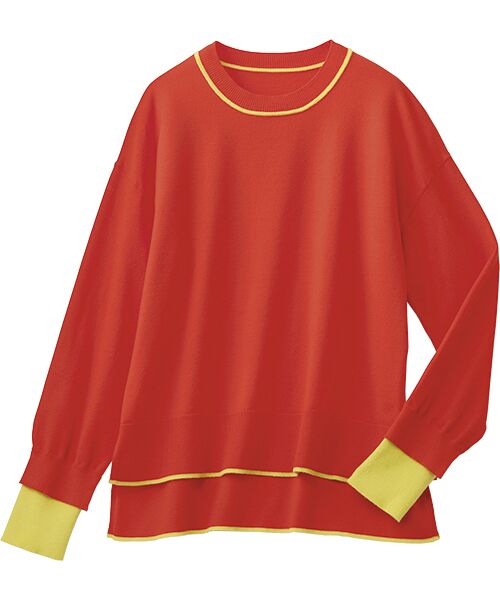 TAKASHIMAYA Style Plus/タカシマヤ スタイル・プリュ 配色プルオーバー オレンジ LL TAKASHIMAYA Style Plus/タカシマヤ スタイル・プリュ 配色プルオーバー オレンジ LL