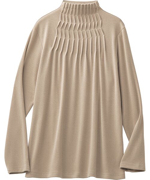 TAKASHIMAYA Style Plus/タカシマヤ スタイル・プリュ タック使いプルオーバー ベージュ LL TAKASHIMAYA Style Plus/タカシマヤ スタイル・プリュ タック使いプルオーバー ベージュ LL