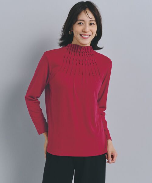 TAKASHIMAYA Style Plus/タカシマヤ スタイル・プリュ タック使いプルオーバー 赤 3L TAKASHIMAYA Style Plus/タカシマヤ スタイル・プリュ タック使いプルオーバー 赤 3L