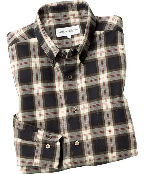 TAKASHIMAYA Style Plus/タカシマヤ スタイル・プリュ 富江工房 起毛コットン ボタンダウン長袖シャツ ブラック LL TAKASHIMAYA Style Plus/タカシマヤ スタイル・プリュ 富江工房 起毛コットン ボタンダウン長袖シャツ ブラック LL