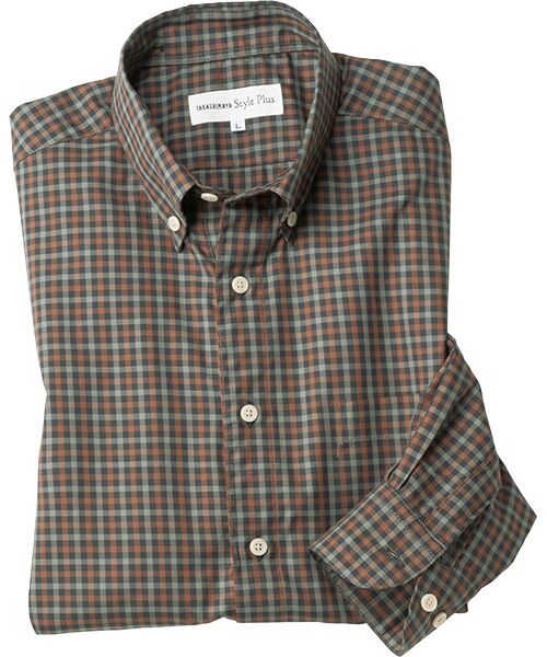 TAKASHIMAYA Style Plus/タカシマヤ スタイル・プリュ 富江工房 コットン ボタンダウン長袖シャツ ブラウン M TAKASHIMAYA Style Plus/タカシマヤ スタイル・プリュ 富江工房 コットン ボタンダウン長袖シャツ ブラウン M